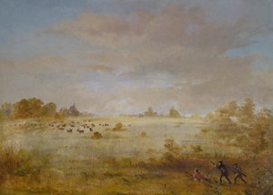 Alces a pastar numa pradaria de outono de George Catlin