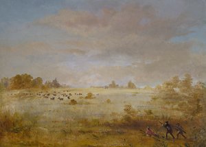 Elk pastando em uma pradaria de outono, 1846-1848. de George Catlin