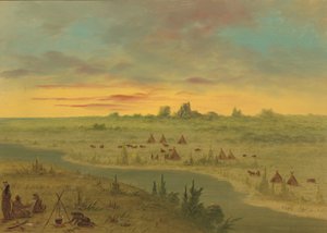 Acampamento dos índios Pawnee ao pôr do sol, 18611869. de George Catlin
