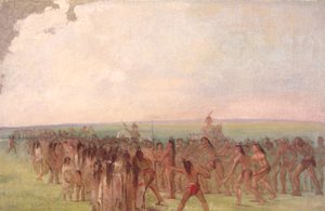 Corrida a pé atrás da aldeia de Mandan de George Catlin
