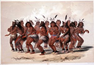 Dança do Urso Índio - Litografia de Georges Catlin de George Catlin