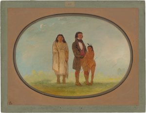 Kaskaskia Chief, sua mãe e filho de George Catlin