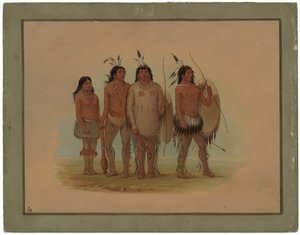 Chefe Kiowa, sua esposa e dois guerreiros de George Catlin