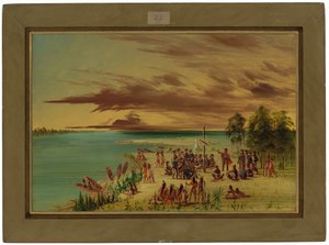 La Salle reivindicando a Louisiana para a França. 9 de abril de 1682 de George Catlin