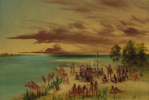 La Salle reivindicando a Louisiana para a França. 9 de abril de 1682, 18471848. de George Catlin