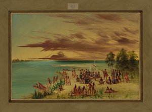 La Salle Reivindicando Louisiana pela França, 9 de abril de 1682, 1847-48 de George Catlin