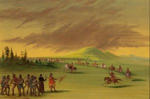 La Salle encontra um grupo de guerra de índios Cenis em uma pradaria do Texas. 25 de abril de 1686, 18471848. de George Catlin