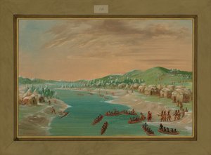 La Salle e o partido chegam à vila de Illinois, 1º de janeiro de 1680, 1847-48 de George Catlin