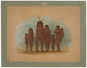 Chefe Lengua, suas duas esposas e quatro filhos de George Catlin