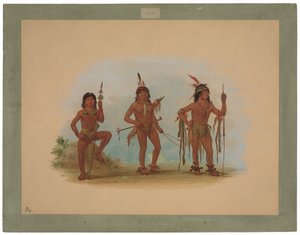 Lengua Medicine Man com dois guerreiros de George Catlin