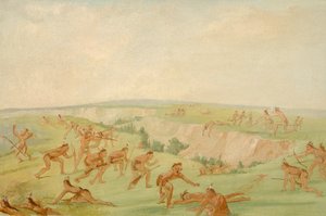 Mandan atacando um partido de Arikara, 1832-1833. de George Catlin