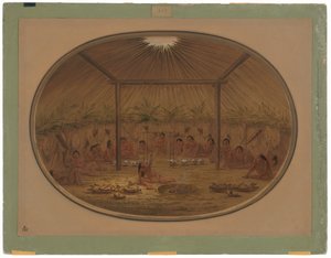 Cerimônia Mandan - A Água Afunda de George Catlin