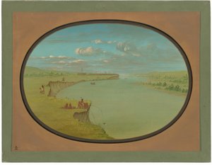 Vila Mandan - Vista Distante de George Catlin