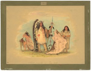 Chefe de Guerra Mandan com sua esposa favorita de George Catlin