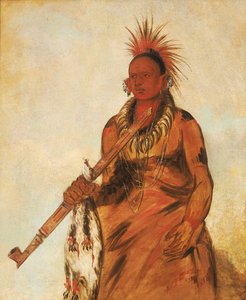 No-o-mún-nee, Caminha na chuva, um guerreiro, 1832. de George Catlin