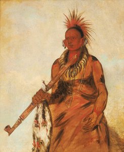 No-o-mún-nee, Caminha na chuva, um guerreiro de George Catlin