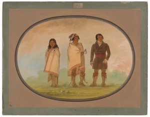 O chefe Oneida, a sua irmã e um missionário de George Catlin