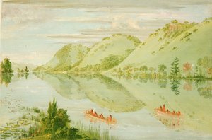 Penhascos pitorescos acima da Prairie du Chien, 1835-1836. de George Catlin