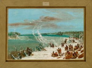 Portage Around the Falls of Niagara em Table Rock de George Catlin