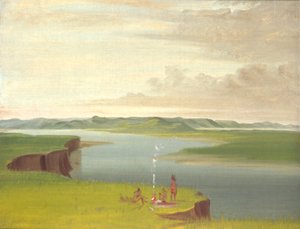 Penhascos da pradaria ao nascer do sol, perto da foz do rio Yellowstone de George Catlin