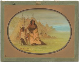 Chefe Puncah cercado por sua família de George Catlin