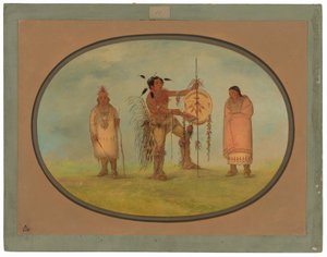 Guerreiro Saukie, sua esposa e um menino de George Catlin