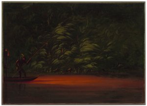 Pesca à lança à luz de tochas no Amazonas de George Catlin