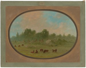 Aldeia de Tawahquena de George Catlin