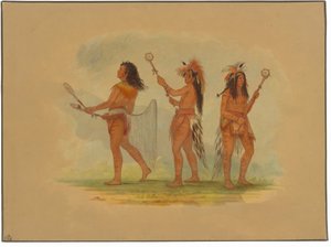 Três jogadores de bola famosos - Choctaw, Sioux e Ojibbeway de George Catlin