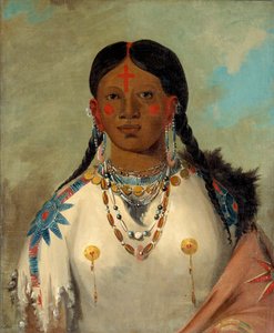 Tís-se-wóo-na-tís, Ela que banha os joelhos, esposa do chefe, 1832. de George Catlin