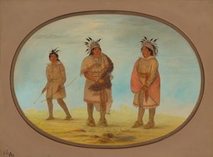 Dois Guerreiros Weeah e uma Mulher, 18611869. de George Catlin