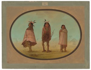 O curandeiro Yntah, um guerreiro e uma mulher de George Catlin