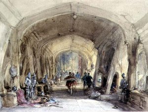 Interior de um Baronial Hall (wc no papel) de George Cattermole
