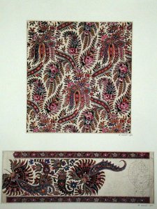 Desenhos de tecido para Paisley Shawls, c.1871 (guache sobre papel)