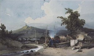 Habitações de Barcos, Macau, China de George Chinnery