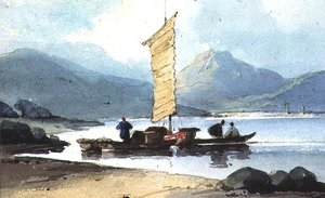 Barco com vela amarela, China de George Chinnery