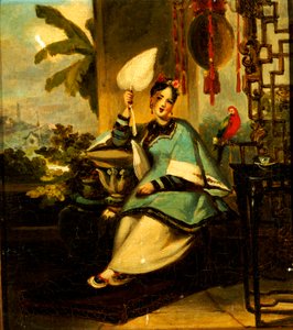 Retrato de uma menina com um papagaio de George Chinnery