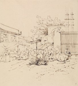 Cena de rua com Merchants Selling Wares de George Chinnery