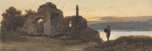 Templo junto ao lago de George Chinnery
