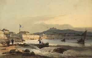 Praya Grande, Macau, do sul, com o Forte de São Pedro à esquerda, 1830-1845 de George Chinnery