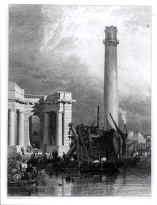 A Torre de Tiro e a Ponte Waterloo, gravada por G. Cooke de George Clarkson (after) Stanfield