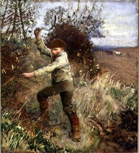 Menino aparando uma cerca viva, 1890 de George Clausen