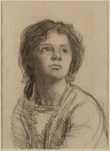 Cabeça e ombros de uma jovem mulher de George Clausen