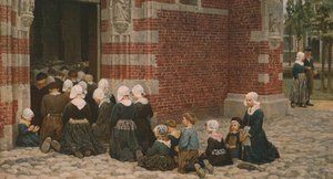 Missa alta em uma vila de pescadores no Zuyder Zee, Holanda, 1876, c1930. de George Clausen