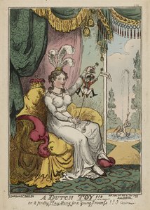 Um brinquedo holandês!!! ou, Um Bonito brinquedo para uma Jovem Princesa!!! Huzza, Março de 1814, publicado a 20 de Junho. de George Cruikshank