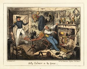 Um tenente naval convoca um velho aspirante ao serviço, 1826 (litografia) de George Cruikshank