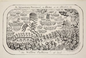 Um Movimento Extraordinário na China - ou - uma alteração no Padrão de Salgueiro, finalmente !!, pub. 1853 de George Cruikshank