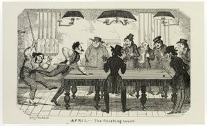 abril - O toque final das gravuras em aço de George Cruikshank para The Comic Almanacks: 1835-1853 de George Cruikshank