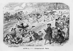 Abril, Greenwich Park, Londres (gravura) de George Cruikshank
