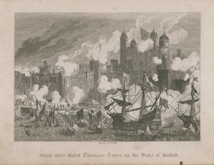 Ataque à Torre de São Tomás pelo duque de Suffolk de George Cruikshank